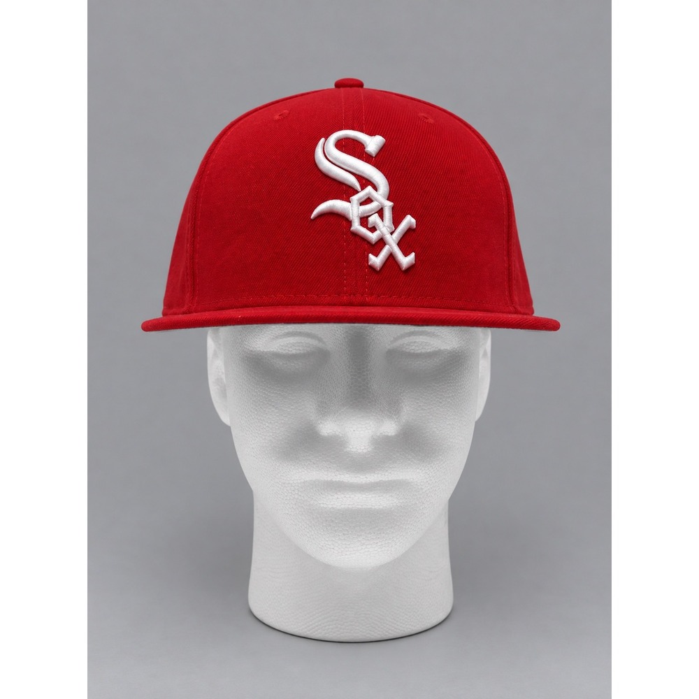 New Era 59FIFTY Chicago White Sox Fitted Hat Red White Size 8 MLB Ball Cap Men's